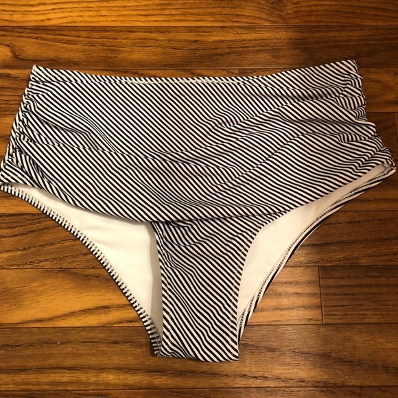 black and white striped high waisted bikini